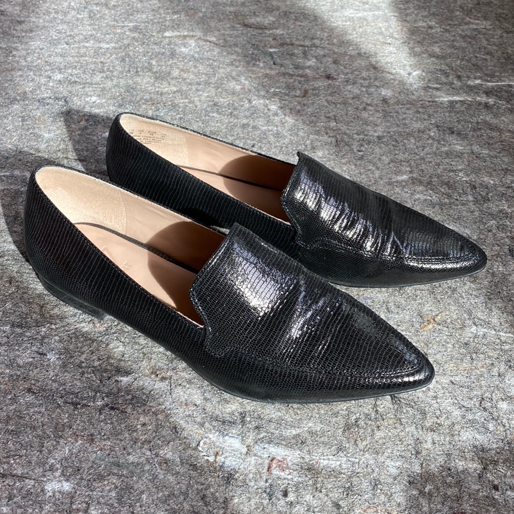 Black pointed toe loafer